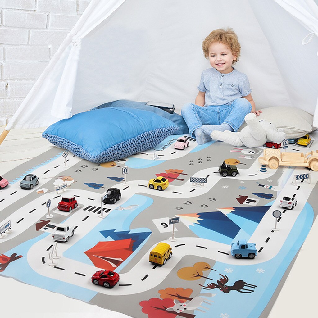 Kids Play Mat City Road Buildings Parking Map Game Scene Map Educational Toys Parent-child Interactive Educational Toys