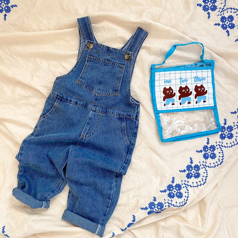 Spring Children Kids Little Girls Denim Overalls Boys Jeans Cotton Denim Baby Girl Jumpsuit Casual Loose Overalls