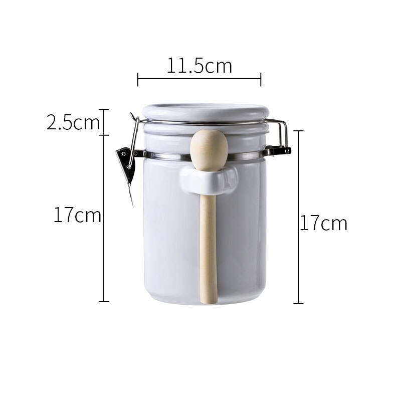 Keramik Verschlossenen Dosen Mit Deckel Löffel Solide Tee Kaffee Lebensmittel Lagerung Panzer Manuelle Stil Küche Lagerung Glasglas Dekorative Können ZL341: Weiß XL