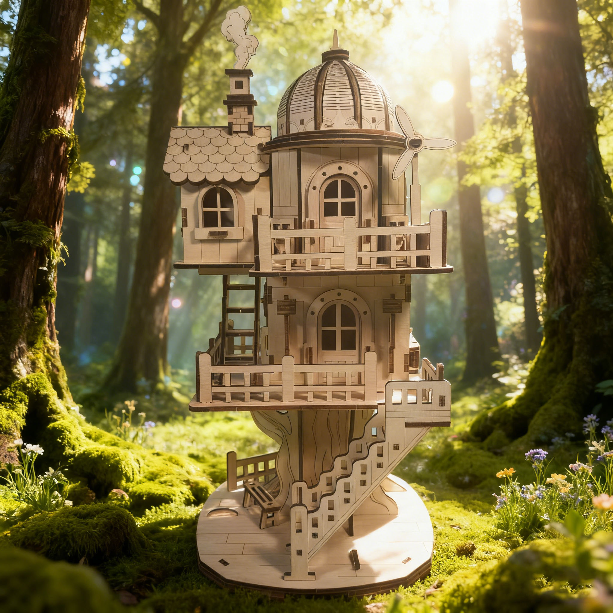 Wooden Treehouse 3D Puzzle Model DIY Construction Kit Treehouse Building Set Home Decor Handcrafted Model