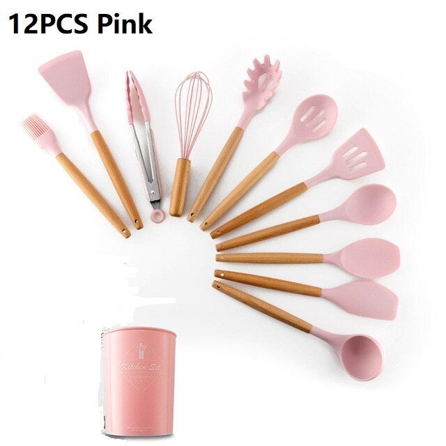 Kitchen Utensil Set Storage Box Tools Scraper Kitchenware Silicone Kitchenware Seven-color Silicone Kitchen Utensils Set: 3