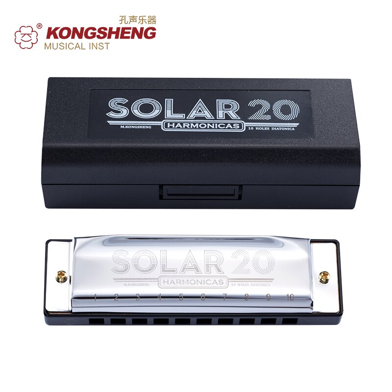 KONGSHENG 10 fori armonica diatonica blues arpa bocca organo chiave di C canna strumento musicale per principianti nero dorato blu