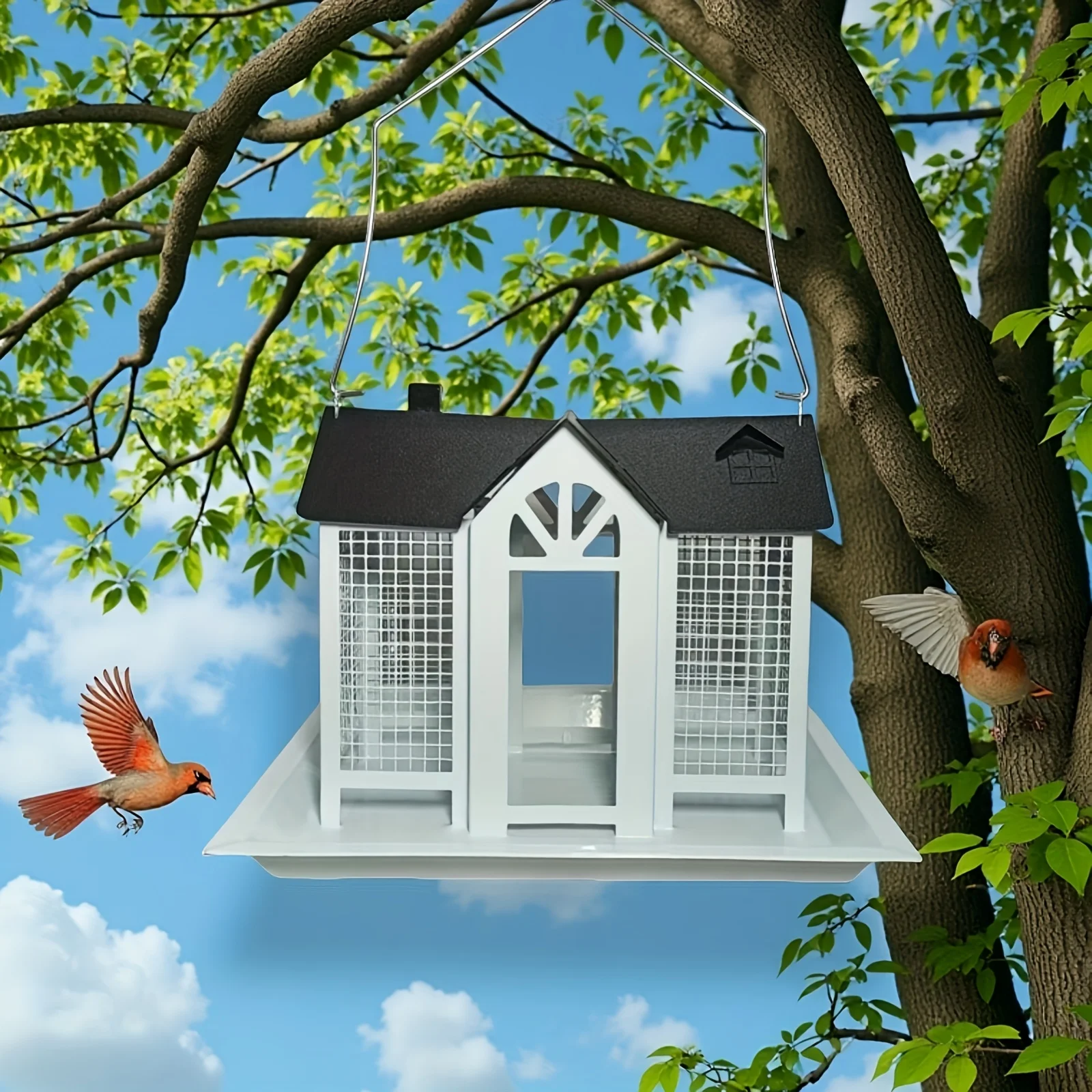 1 stuks wilde vogelvoeder, gebruikt voor het ophangen van buiten, vogelnest metalen gaas wilde vogelvoeder met grote capaciteit