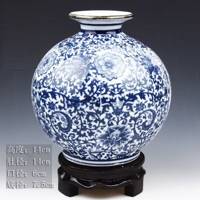 Blau und Weiß Porzellan Vasen Verriegelung Lotus Blume Keramik Vase Hause Dekoration Jingdezhen Blume Vasen R1842: Schwarz
