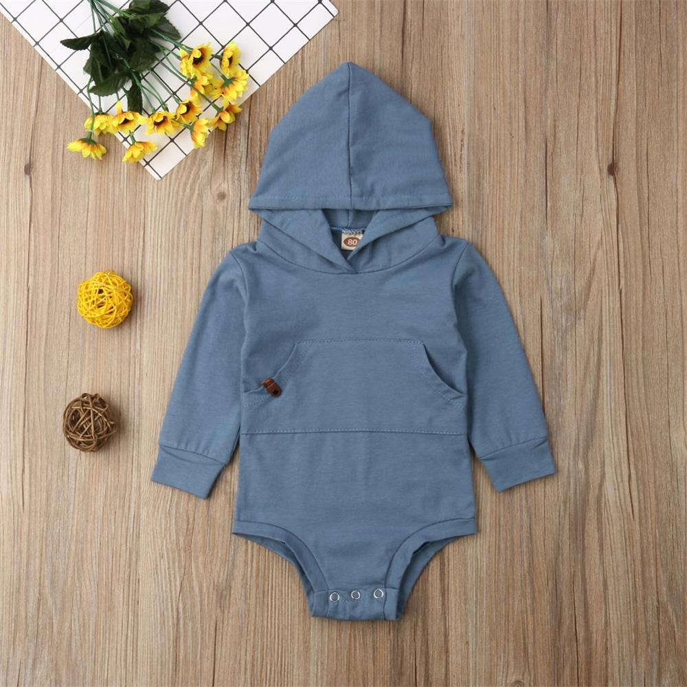 Bébé garçon vêtements bleu à manches longues sweat à capuche pull à capuche combinaison 0-24M enfant en bas âge garçon pur coton décontracté combinaison