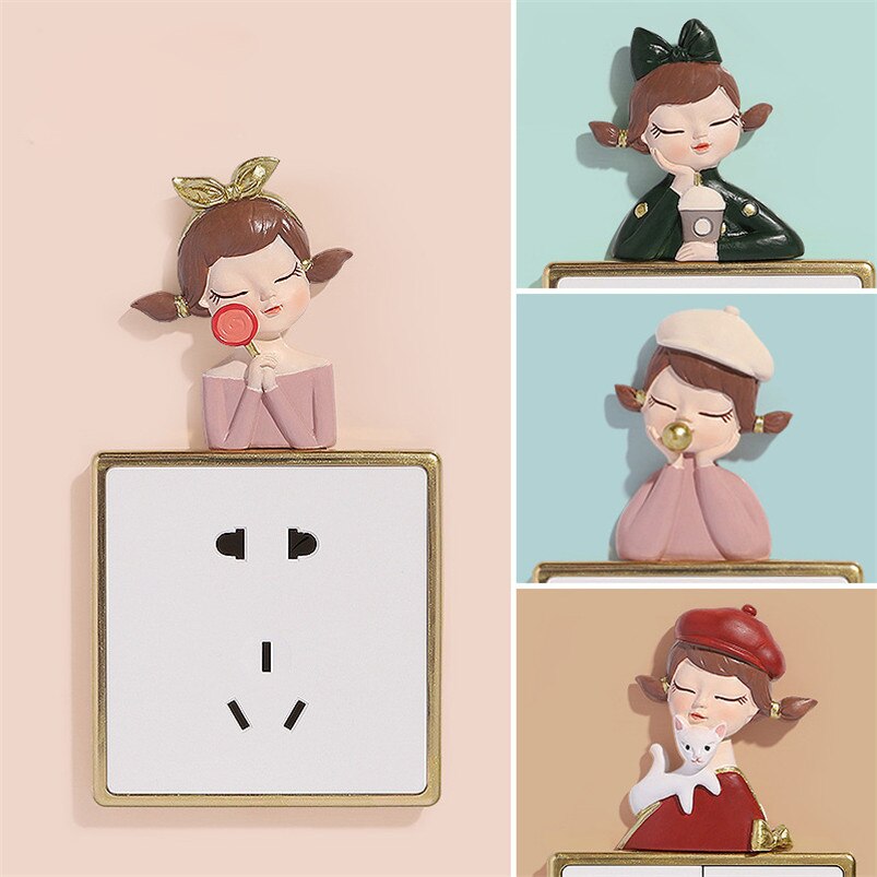 Cartoon Light Switch Sticker Kid Room Wall Decoration Home Resin Switch Sticker Pegatinas Interruptores De Luz