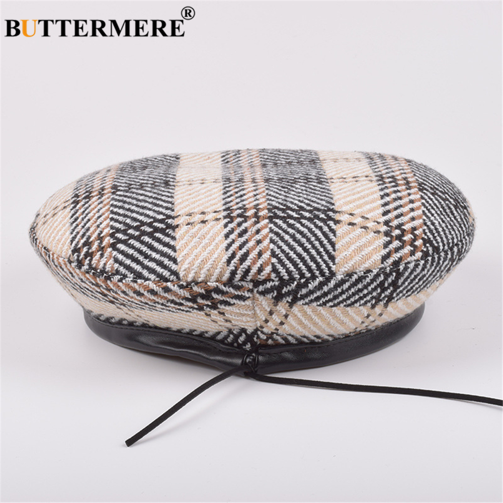 Buttermere Katoen Britse Stijl Vrouwen Winter Hoed Vintage Plaid Baretten Vrouwelijke Schilder Platte Pet 2022 Dames Franse Hoed