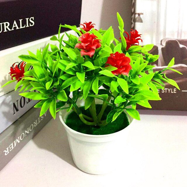 Artificial Flowers Plants Chic Realistic Outdoor Gardern Office Desktop Wedding Party Chirstmas Year Decoration: Red