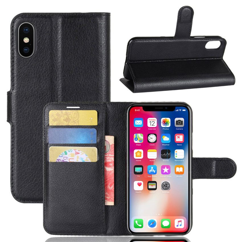 Funda de teléfono para Cubot X19 funda trasera de cuero PU funda de silicona para Cubot X19 cartera bolsa Coque Protector de pantalla para Cubot X19: Black