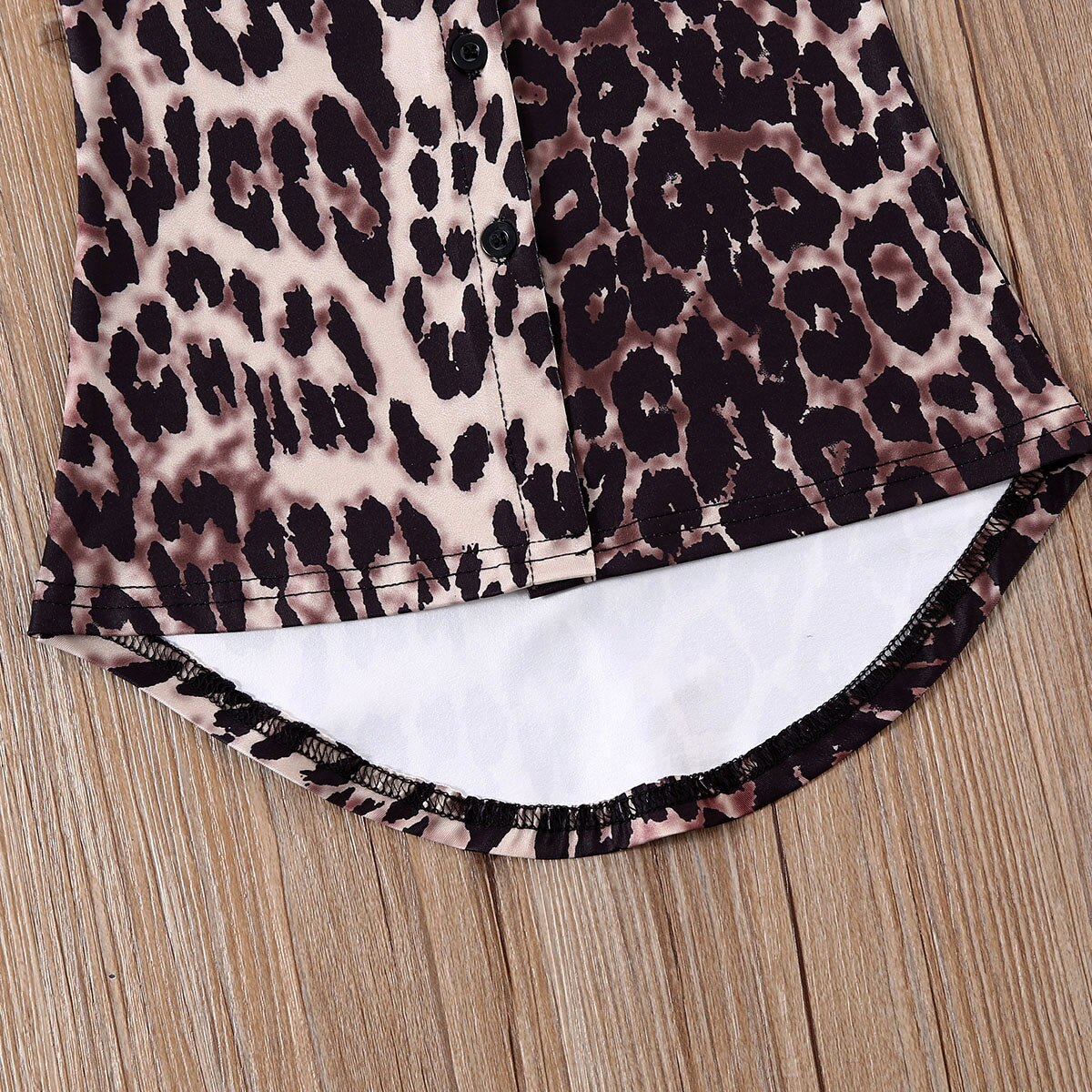 1-6Years Kids Baby Girl Leopard Shirts Summer Short Sleeve Turn-down Collar Buttons Child Girl Long Shirt Casual Tops