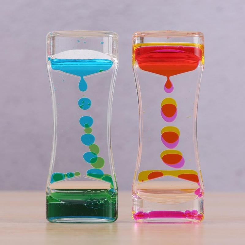 Temporizador visual sensorial líquido, juguete sensorial Visual, reloj de arena especial para la sedación del autismo, se necesita movimiento líquido, temporizador visual de vidrio flotante de aceite
