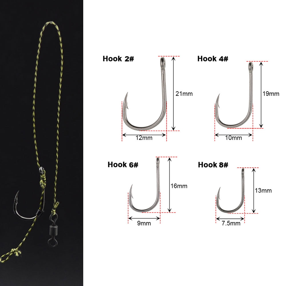 6 x Carp Fishing Hair rigs set carp Terminal Tackle Kit Ready Made Rigs with Free bait needle Boilie Stoppers