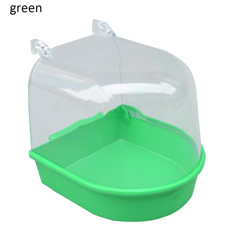 Caja de plástico para baño de aves, bañera, loro para periquito, pájaro amoroso, jaula para mascotas, cuenco colgante, periquito, baño de aves, 1 unidad: Green