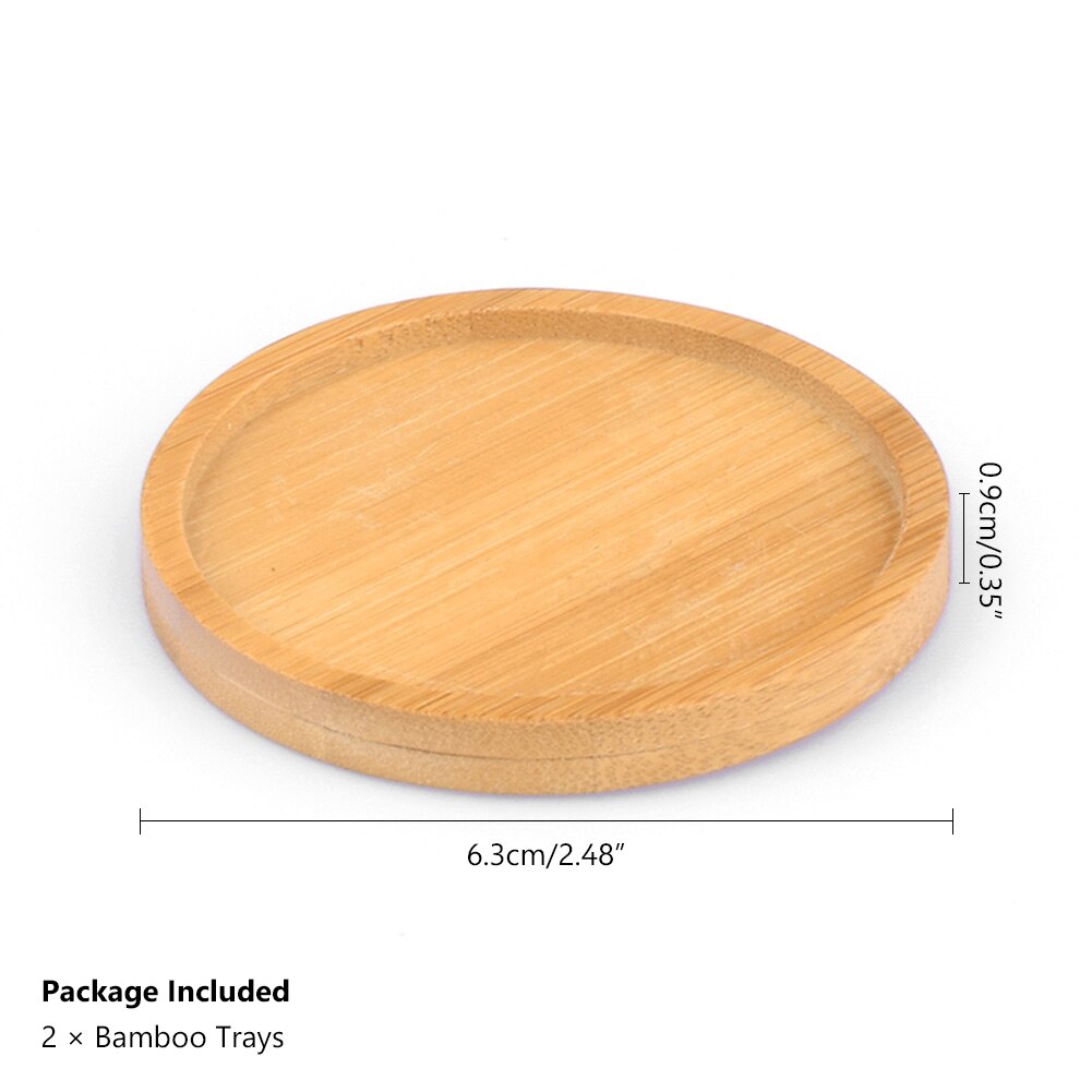 2pc Bamboo Home Mini World Garden Decoration Pot Trays Miniature Figurines Flowerpot Plate DIY Accessories Ornaments: Circle 1x 2