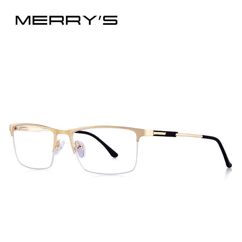 Merry's men titanium legering brilmontuur heren vierkante ogen bijziendheid bril op sterkte heren half optisch  s2064: C04 goud