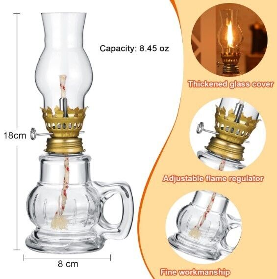 1 pièces Mini chambre bureau verre huile feu mouche décoratif anniversaire support de lampe avec abat-jour éclairage kérosène lanterne bougie: Clair