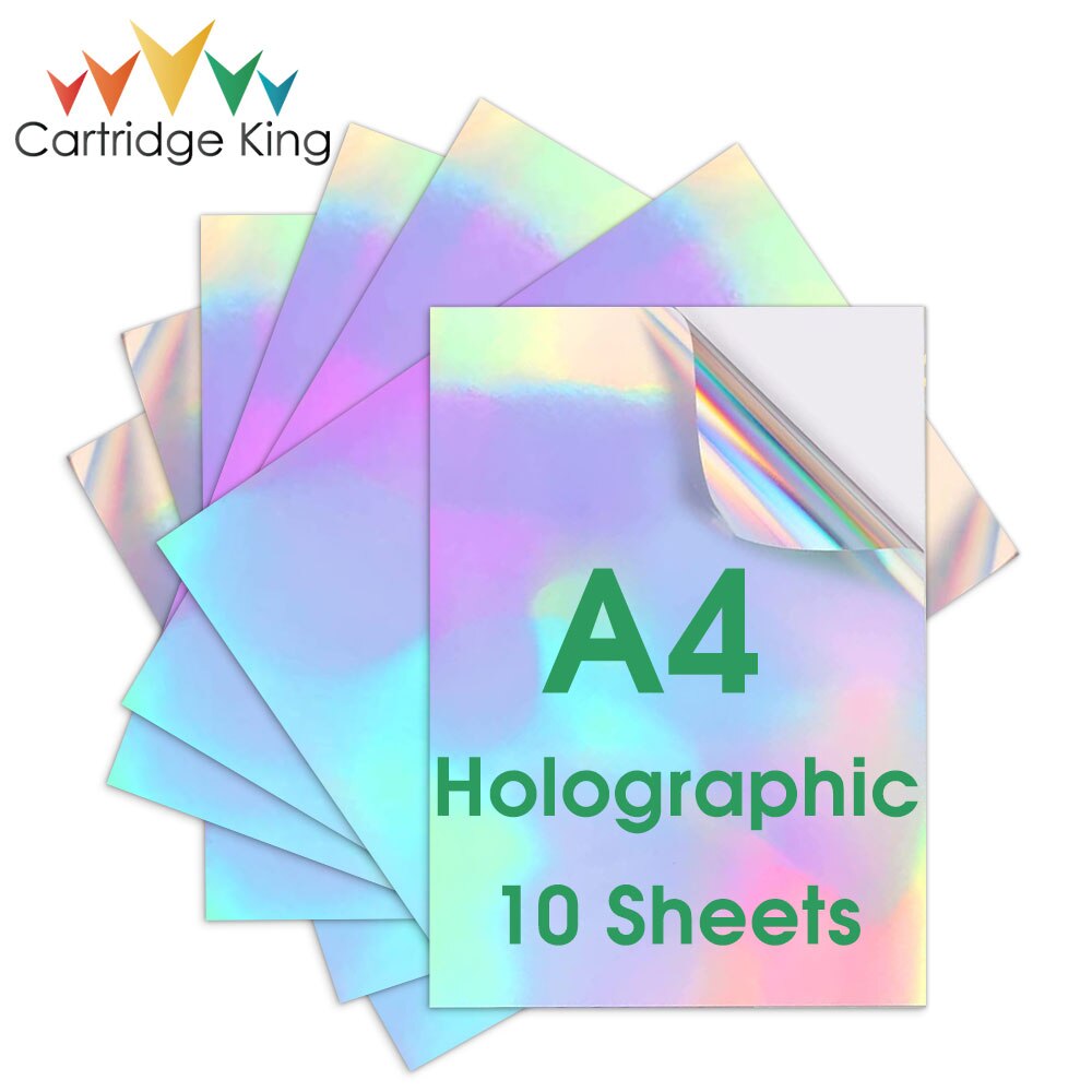 10 Sheets Shiny Silver Self-adhesive Printable Vinyl Sticker Paper A4 Printer Paper Waterproof Label Stickers for Inkjet Printer: Holographic