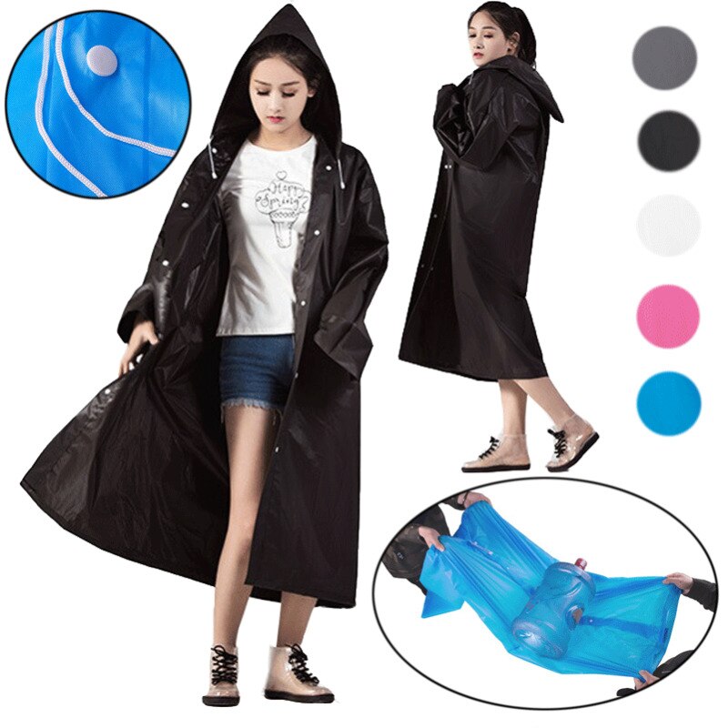 Transparent Vinyl Raincoat Runway Style Adult Unisex Clear Rain Coat protective