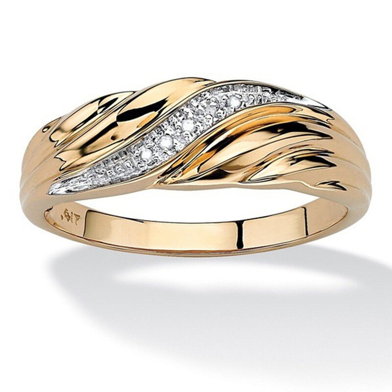 Twisted Men Women Ring Exquisite Gold Color Metal Inlaid with White Zircon Engagement Ring Jewelry: 5 / Gold