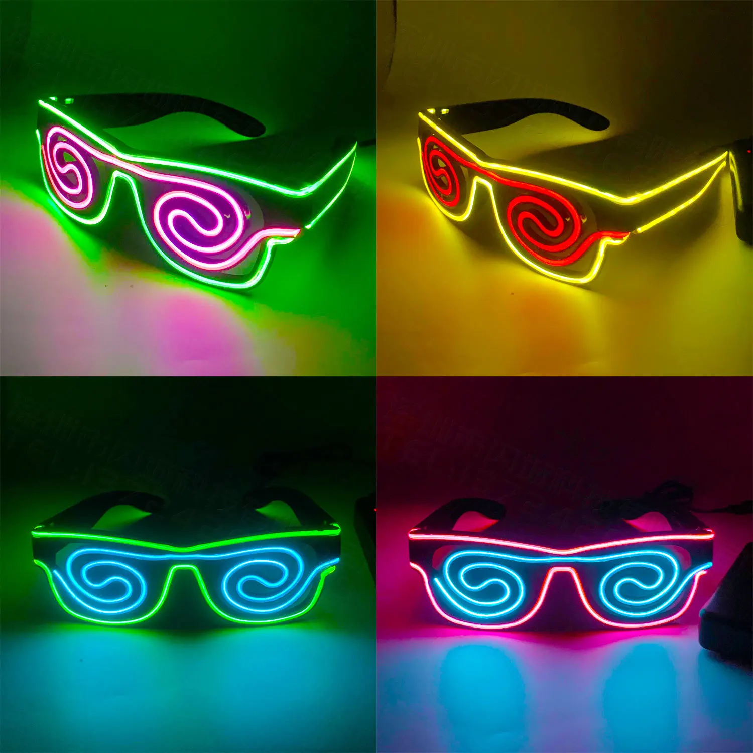 10pcs LED Luminous Wire Glasses Glow Party Light Decoration DJ Night Club Costume Sunglasses Cosplay Birthday Wedding