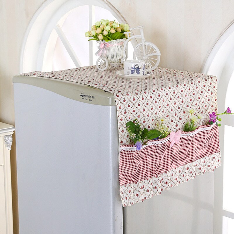 1 kpl 50*120cm brodeerattu jääkaapin kansi kukkatyylinen pölytiivis kansi jääkaapin kodin sisustukseen kodinkoneiden kansi: Suihua