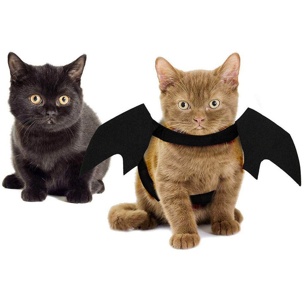 Pet Bat Wings Costume Kitten Puppy Halloween Party Cosplay Clothes With Cute Pumpkins Bells Pet Photo Props Accessories