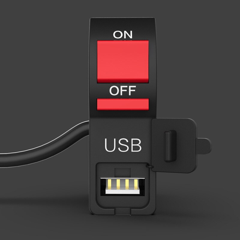 Interrupteur universel pour guidon de moto, 12V, bouton marche/arrêt de 22mm, 7/8 pouces, avec chargeur USB, connecteur étanche à 4 fils