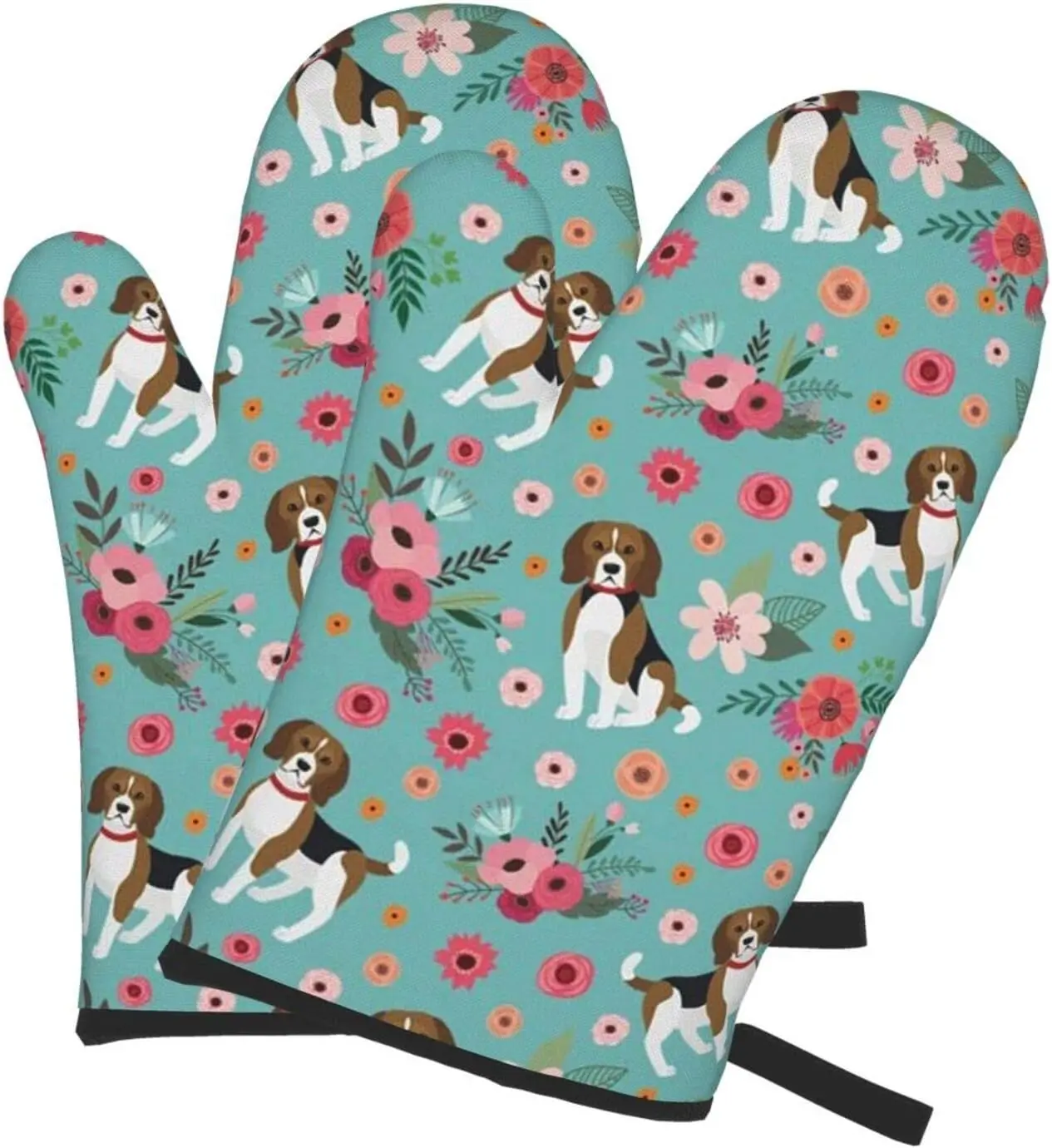 Rękawice kuchenne z nadrukiem gryzmolić dla kotów i psów Odporne na ciepło wodoodporne rękawice kuchenne z wewnętrzną warstwą bawełnianą robić gotowania, grillowania i pieczenia: SZARY