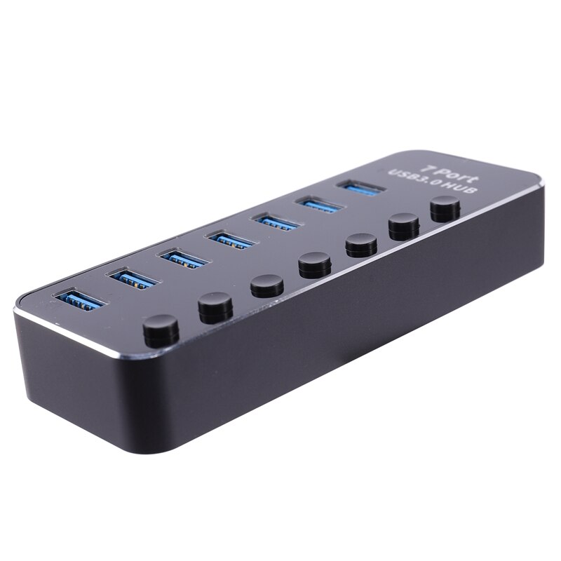 Usb 3.0 Hub Powered 7 Port Usb Extender Aluminum Splitter with Individual On/Off Switches (7-Ports)