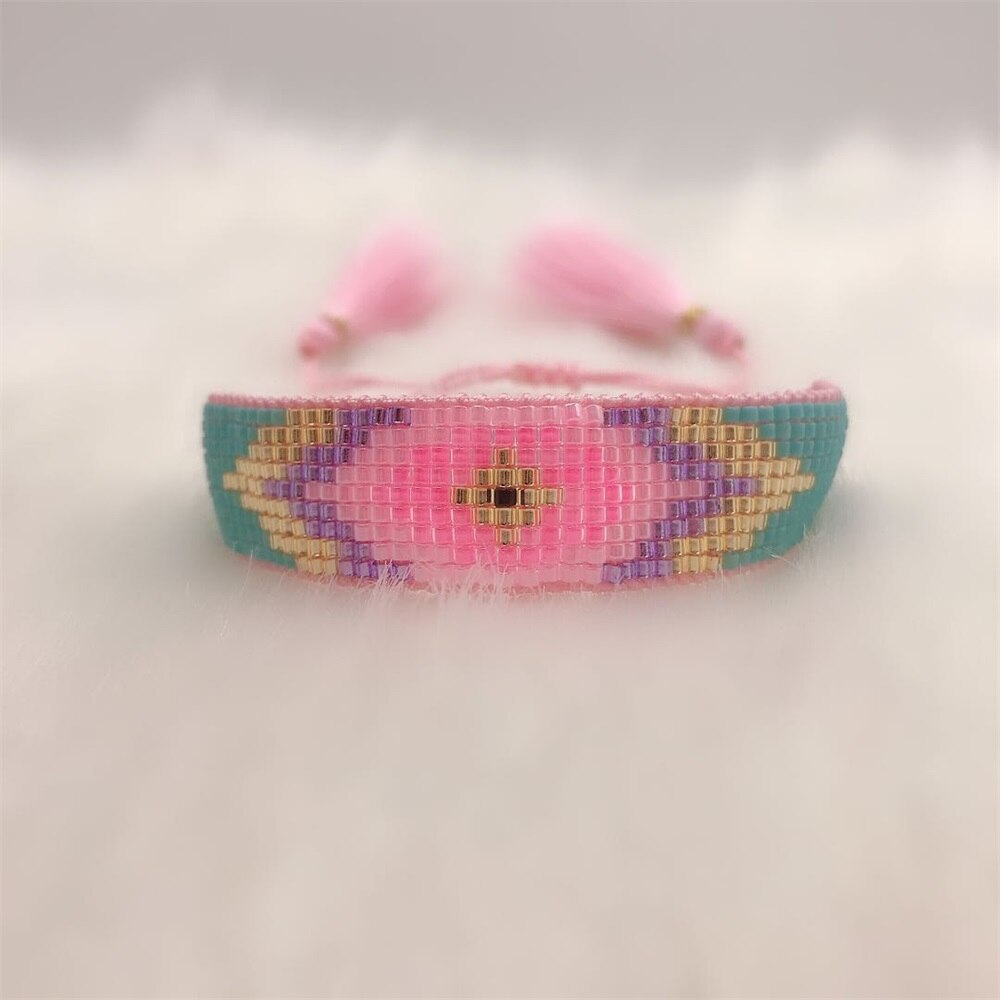 ZHONGVI MIYUKI Bracelet Women Evil Eye Pulseras Mujer Moda Bohemia Jewelry Turkish Pink Eyes Handmade Armband: 4