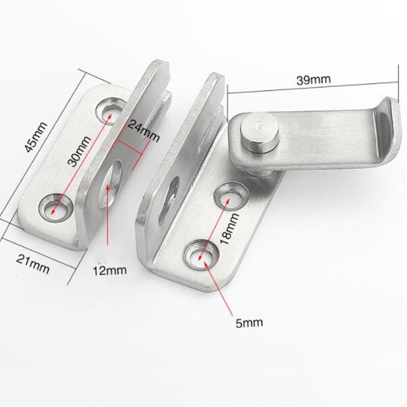 1Pc Durable Turn On Left / Right Brief Simple Bolt Anti Theft Security Door Thick Stainless Steel Thicken Bolt Locker Lock Hasp