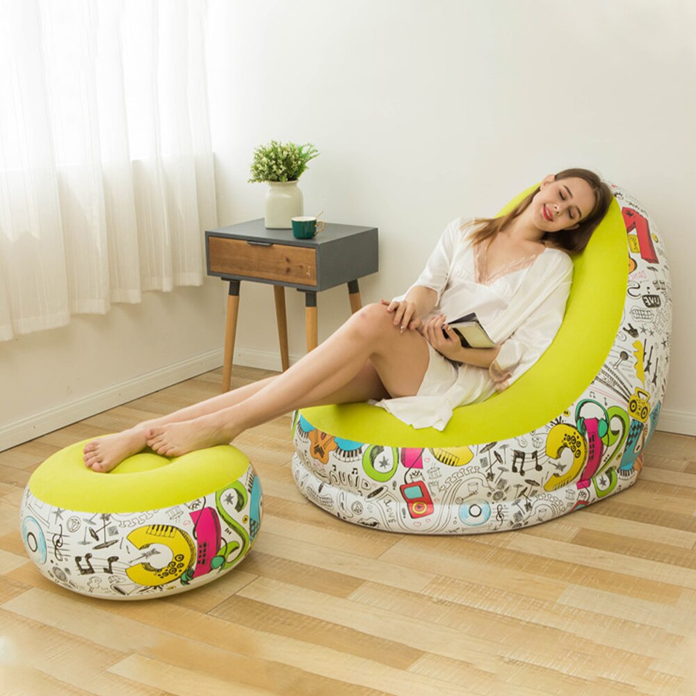Air Inflatable Couch Seats Indoor Lounge Bedroom Lazy Sofa Bean Bag Chair Set Portable Home Decor Outdoor Living Room Foot Stool