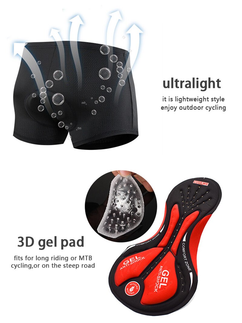 Sykkelundertøy 3d polstret gel polstring sykkel mountain mtb shorts ridesykkel sport undertøy kompresjonstights shorts