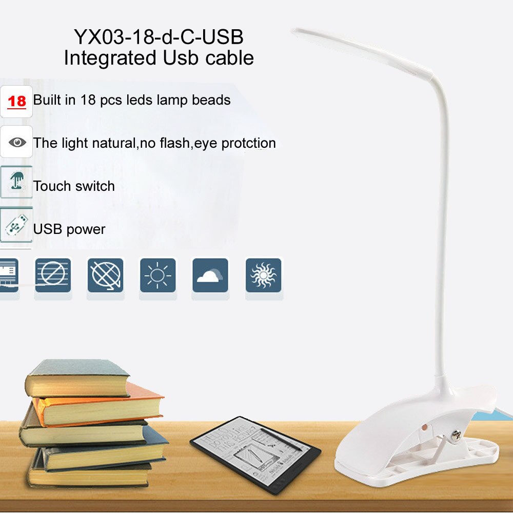 Draagbare Led Touch Aan/Uit Schakelaar Led Bureaulamp 3 Modes Dimbare Eye Zorgzame Led Tafellamp Licht Usb oplaadbare Met Pen Houder: YX03-18-D-c-usb