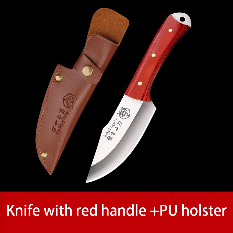 Mongolian Multi-Purpose Canivete, Faca Comer Carne, Faca Pequena Vegetal, Lidar com, Carne, Churrasco, Ao ar livre, Fruta: Vermelho