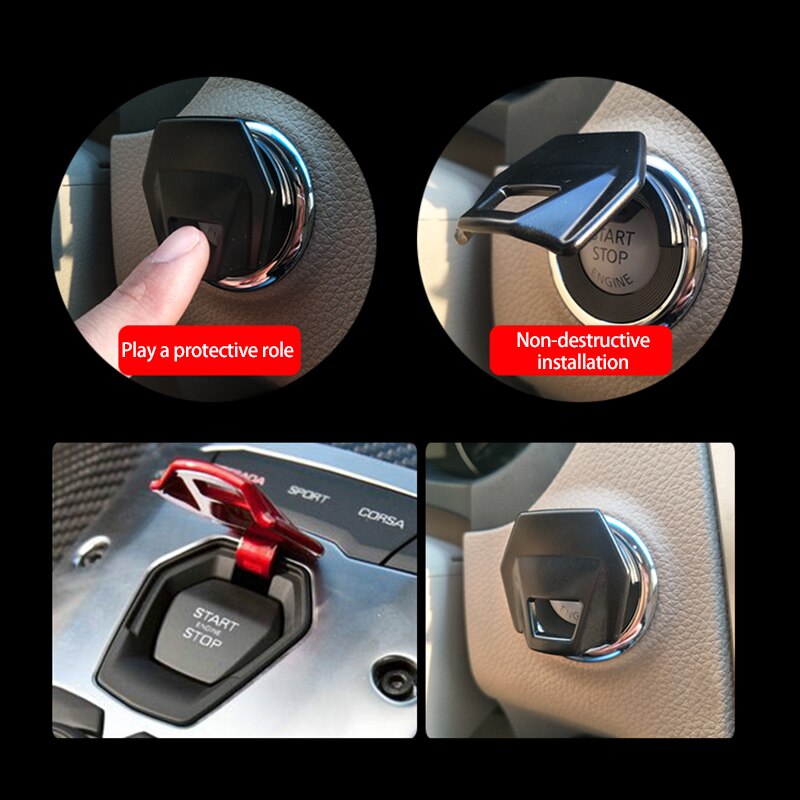 Car Interior Accessories Engine Ignition Start Stop Push Button Switch Button Cover Trim Sticker Button Switch Decor Stickers