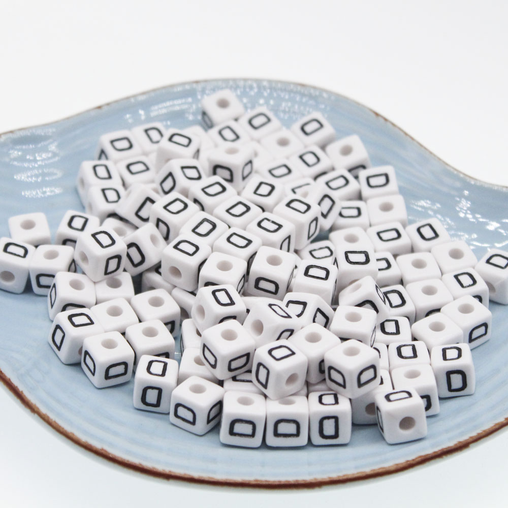 CHONGAI 550 Uds cubo acrílico cuentas con letras un solo alfabeto A-Z pulsera cuadrada blanca fabricación de joyas cuentas 10*10mm
