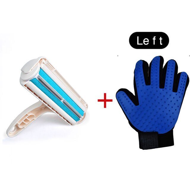 Pet Hair Remover Roller Hond Kat Haar Borstel Verwijderen Hond Kat Haar Van Meubels Tapijten Kleding Zelfreinigende lint: Blue Left hand