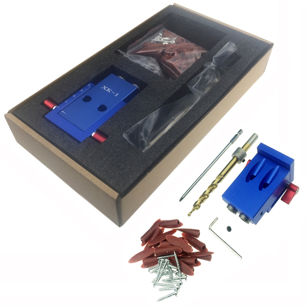 Wood Working tool,Aluminium Alloy Mini Pocket Hole Jig Kit System, Joinery with 3/8" inch 9.5mm Step Drill Bit