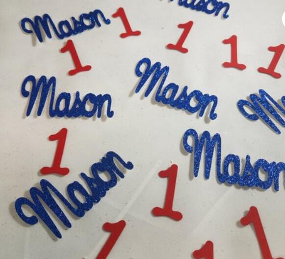 Personaliseer naam, nummer, prinses of prins, verjaardagsfeest, confetti, babyshower, tafeldecoratie, doop, doopbedankjes