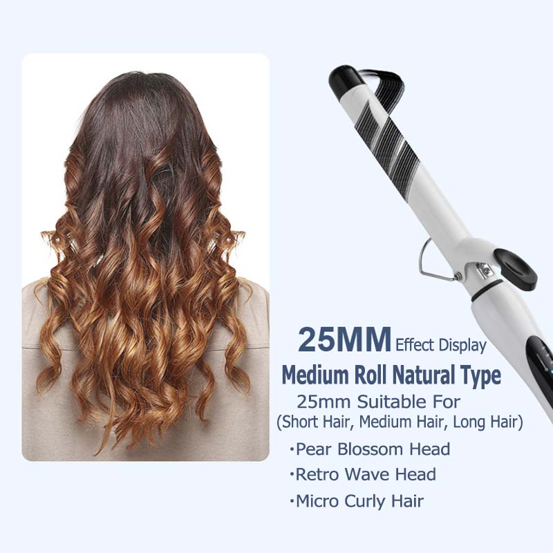 Hair Curling Iron Electric Ceramic Large Wave Curler 25Mm Curler Curly Bangs Inside Button Curler Iron Styling Tool
