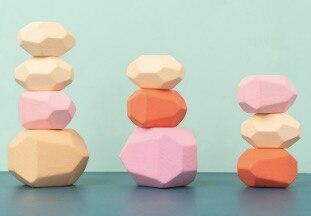 Arcobaleno di legno blocchi di costruzione per bambini block di legno pietra colorata giocattolo educativo di sovrapposizione gioco Jenga regalo equilibrio di pietra: 10pcs