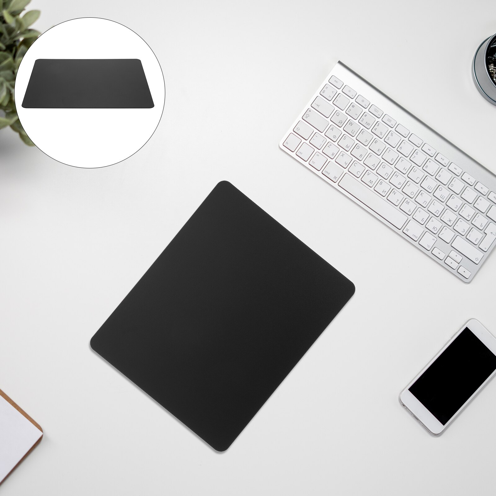 Square Mat Desktop Pad Office Mat Desk Metal Cushion: Black22x18cm