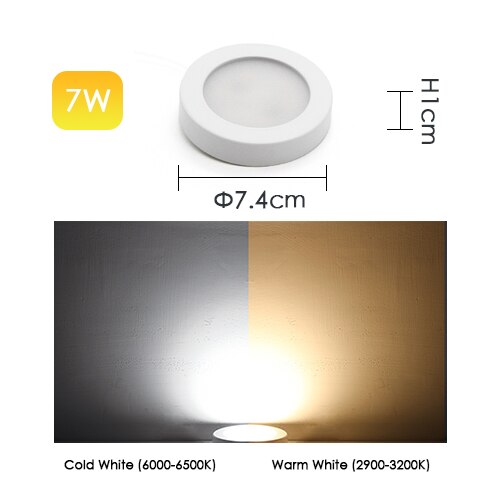 Mini foco LED ultrafino 3W 5W 7W 220V 240V lámpara de pared montada en superficie Panel luz cocina armario iluminación interior: 7W