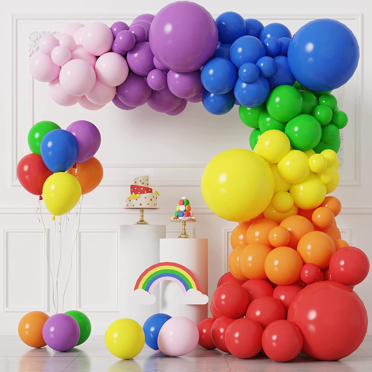kit arco ghirlanda di palloncini arcobaleno colorato kit arco palloncini in reticolo multicolore Decorazione matrimonio Compleanno arredamento ragazzo bambino doccia Bomboniera