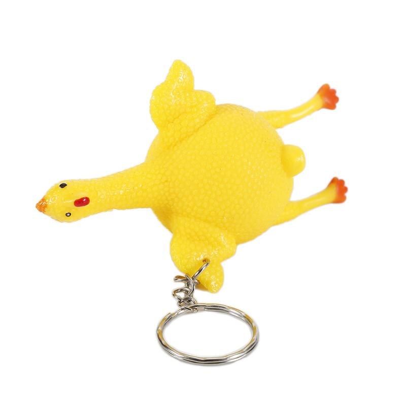Christmas Toy Vent Chicken Rubber Whole Egg Laying Hens Crowded Stress Ball Keyring Latest Key Chain Pendant Prank