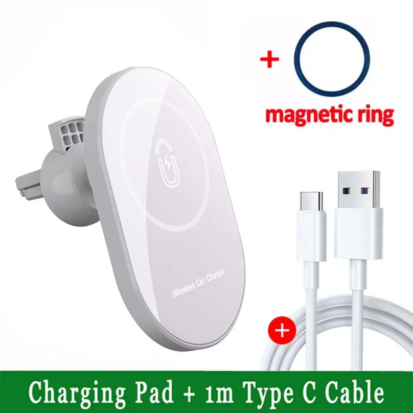 Cargadores magnéticos inalámbricos para coche, soporte de teléfono con salida de aire de 30W para Magsafe iPhone 16, 15, 14, 13, 12 Pro Max, estación de carga rápida para coche: Morado