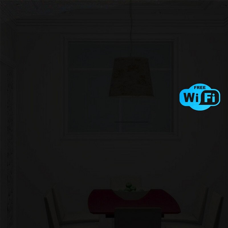 Free Wifi Inside Sign Luminous Sticker Glow in the Dark Wall Sticker Restaurant Hotel Store Shop Coffee House Window Decoration