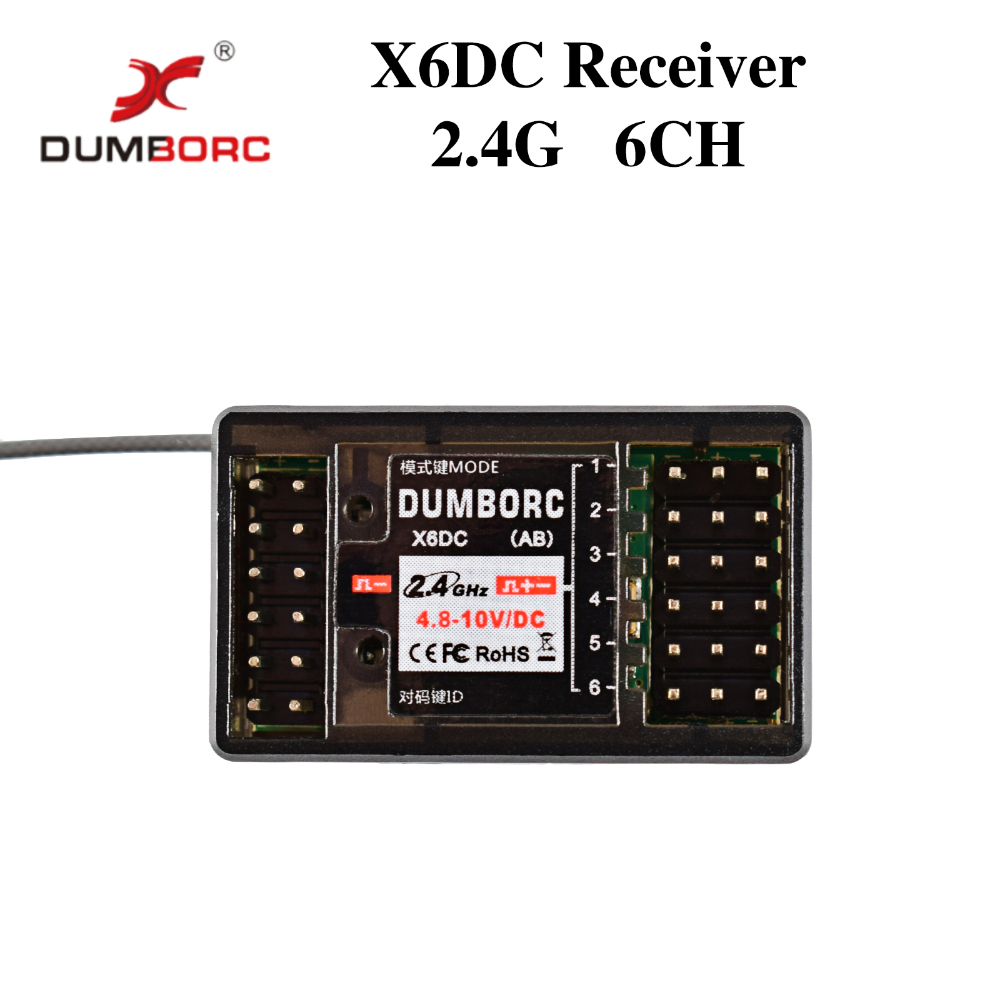 DUMBORC X6F/X6FG/X6DC/X6DCG 2.4G 6CH Radio Control System Receiver for X4 X5 X6 X6P Transmitter RC Car Boat Remote Controller: Red