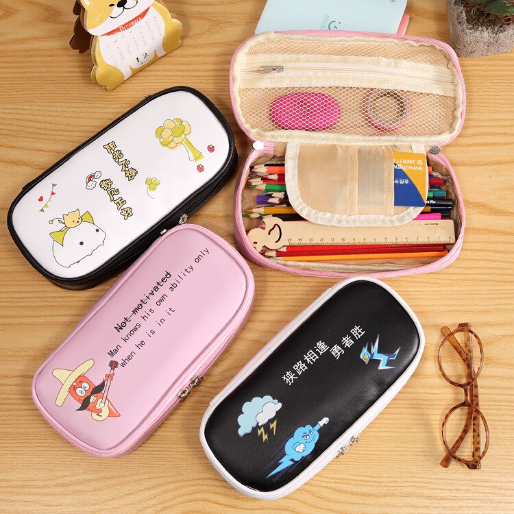 1 Uds Kawaii lápiz caso de texto Simple Estuches la escuela caja de lápices estuche lápiz artículos para la mochila del colegio de papelería
